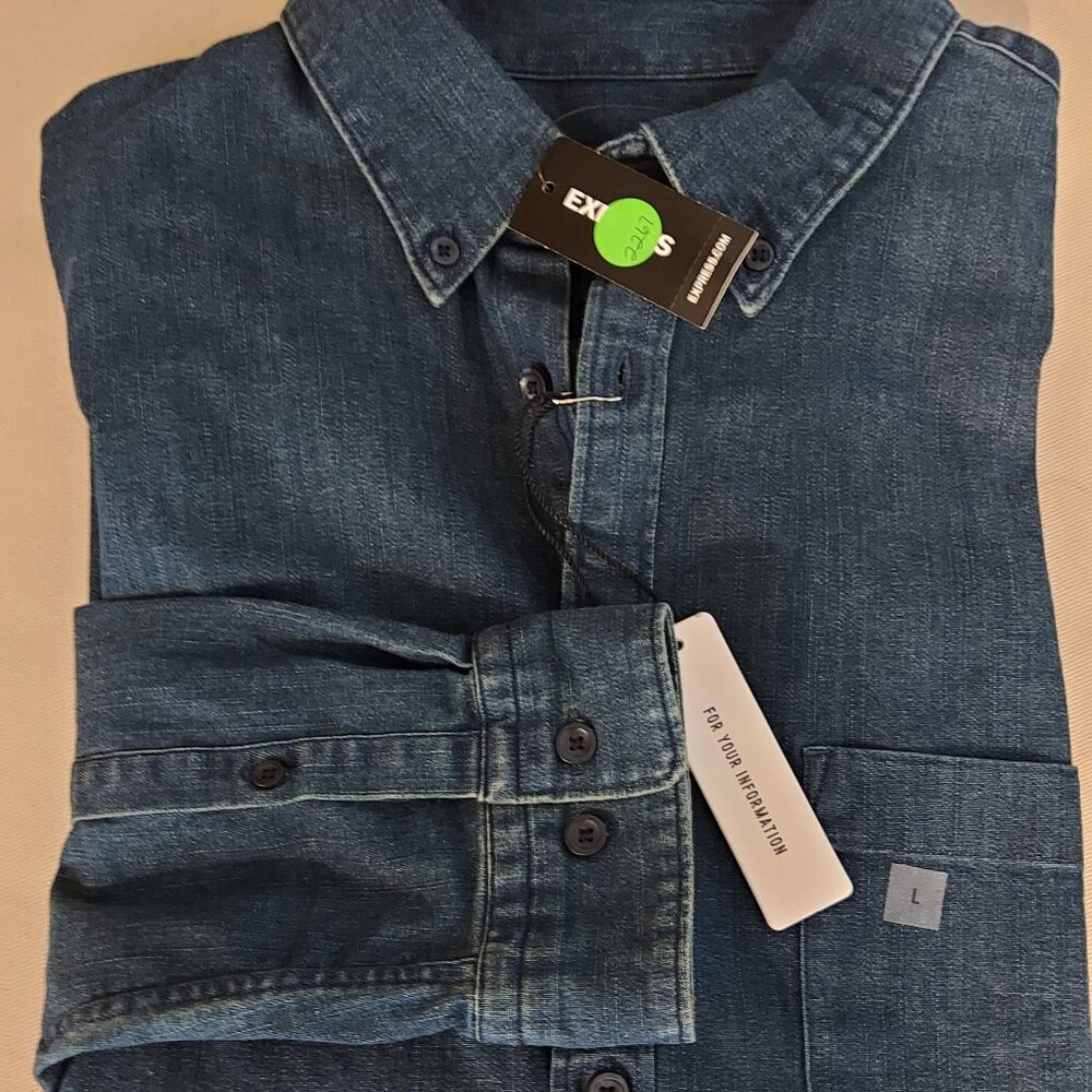 Express Dark Blue NWT Men’s L Denim Button Collared Shirt